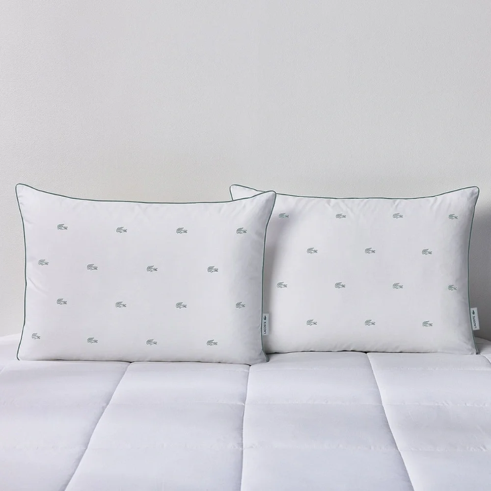 Lacoste Home Croc Cotton Pillow Set (2) Standard Queen Medium NWT
